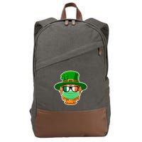 St Patrick's Day Quarantine Leprechaun With Mask Cotton Canvas Backpack