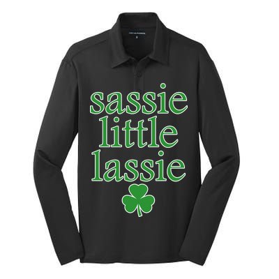 St Patrick's Day Sassie Little Lassie  Silk Touch Performance Long Sleeve Polo