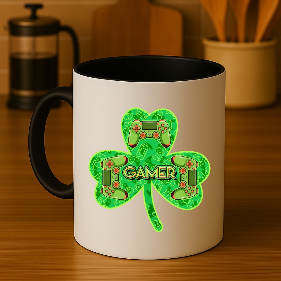 St Patrick's Day Shamrock Gamer Mug