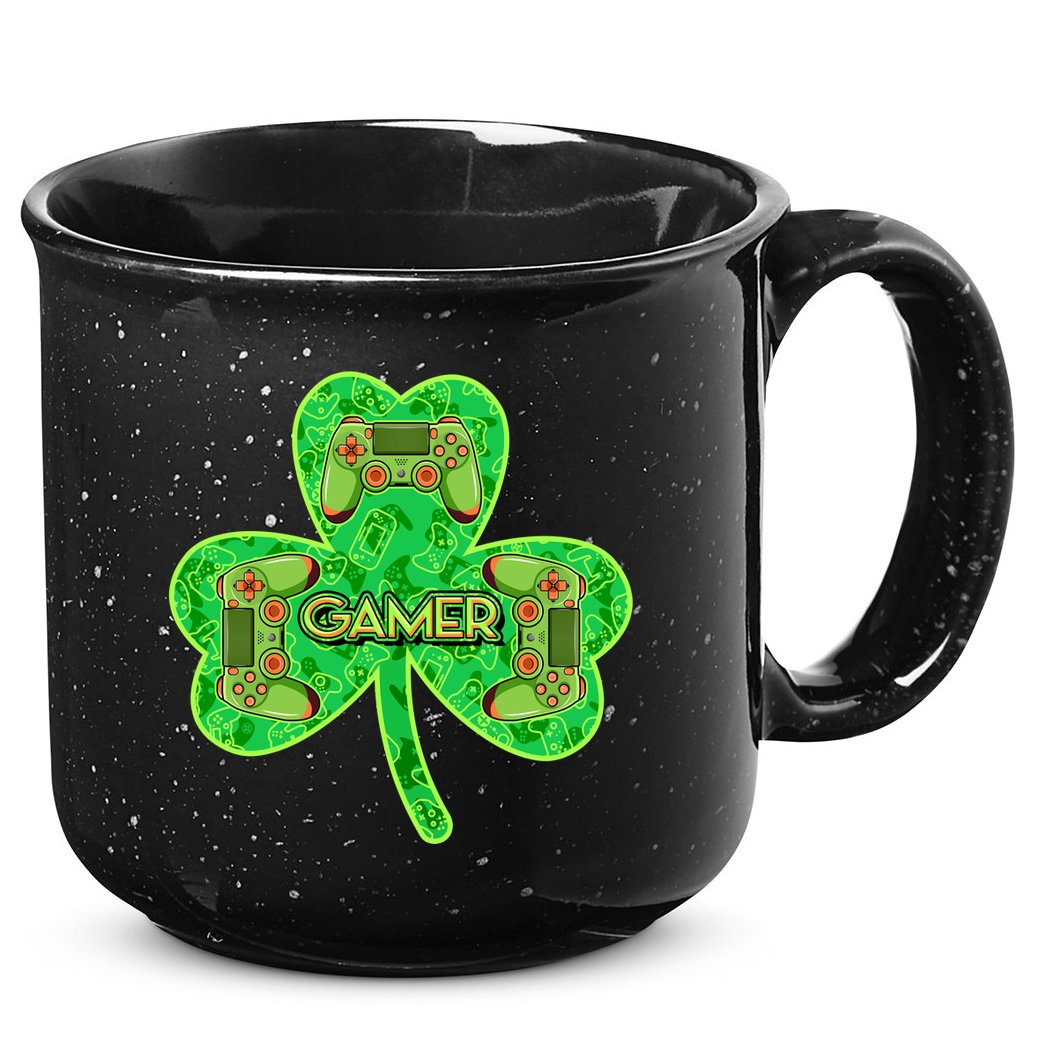 St Patrick's Day Shamrock Gamer 15oz Campfire Ceramic Mug