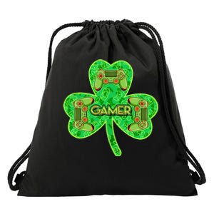 St Patrick's Day Shamrock Gamer Drawstring Bag