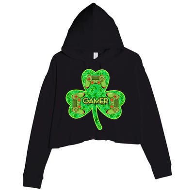 St Patrick's Day Shamrock Gamer Crop Fleece Hoodie