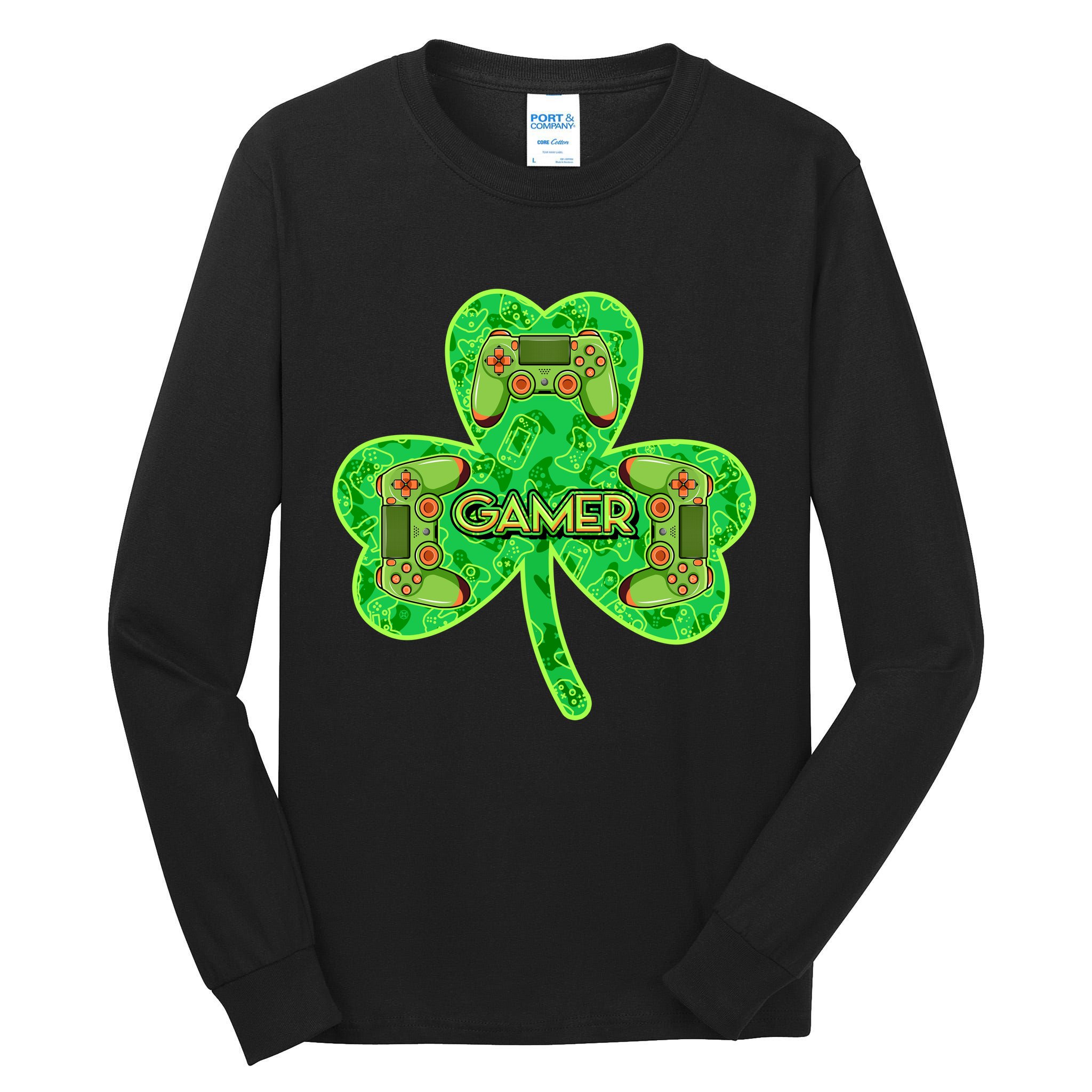 St Patrick's Day Shamrock Gamer Tall Long Sleeve T-Shirt