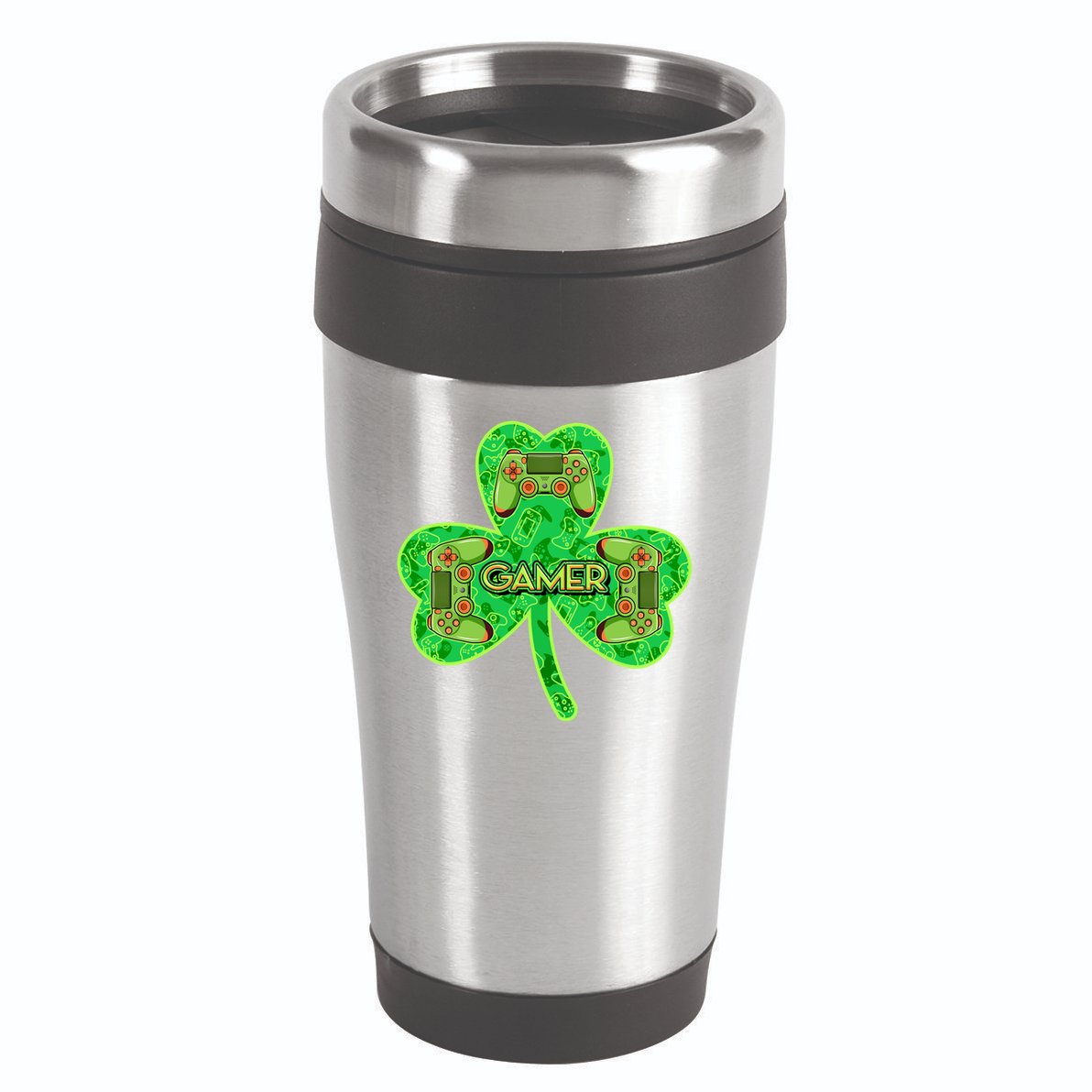 St Patrick's Day Shamrock Gamer 16oz Travel Tumbler
