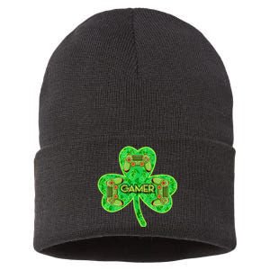 St Patrick's Day Shamrock Gamer Sustainable Knit Beanie