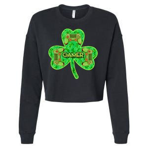 St Patrick's Day Shamrock Gamer Cropped Pullover Crew