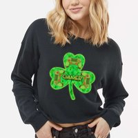 St Patrick's Day Shamrock Gamer Cropped Pullover Crew