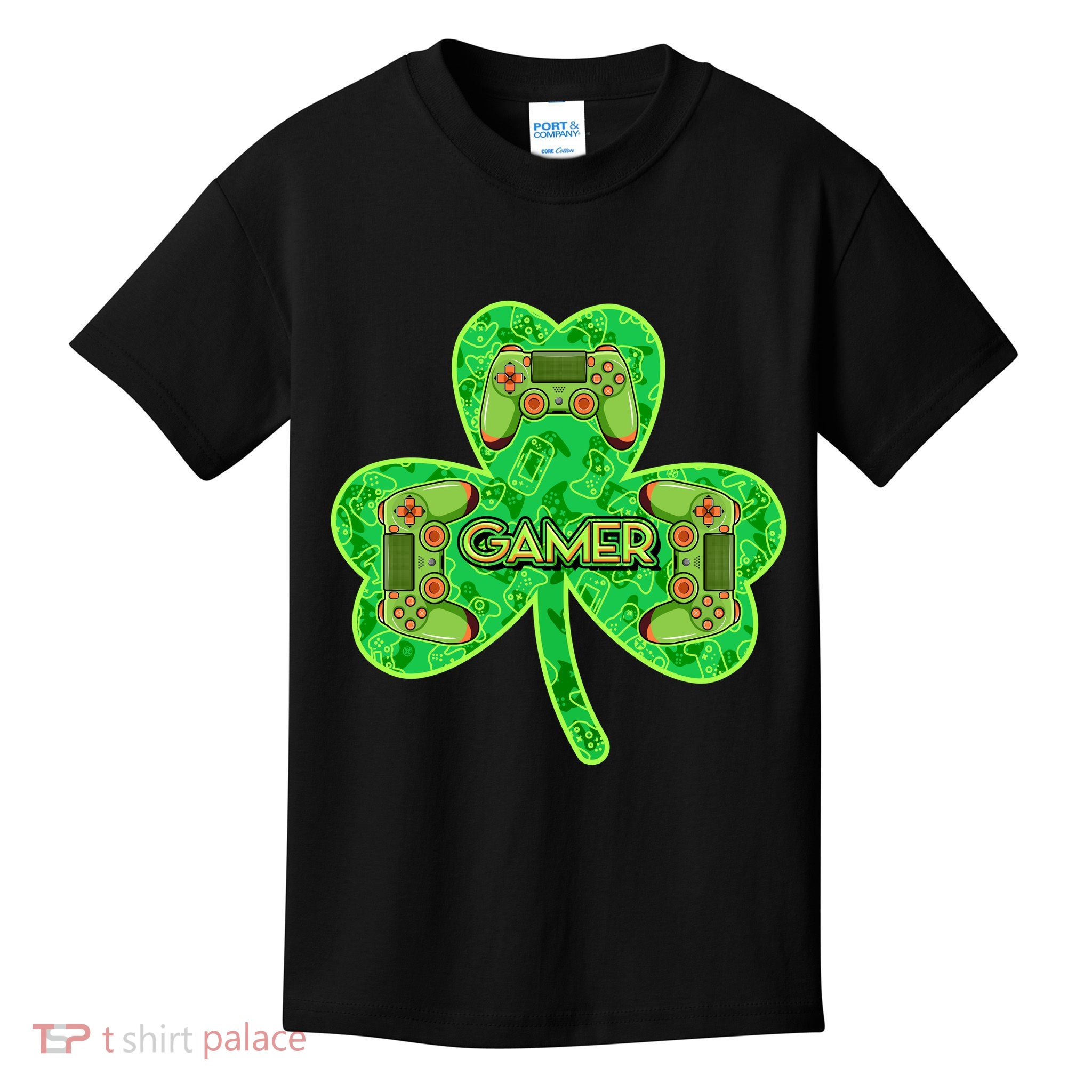 St Patrick's Day Shamrock Gamer Kids T-Shirt