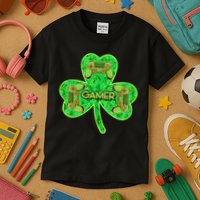 St Patrick's Day Shamrock Gamer Kids T-Shirt