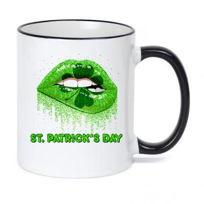 St Patrick's Day Shamrock Irish Lips 11oz Black Color Changing Mug