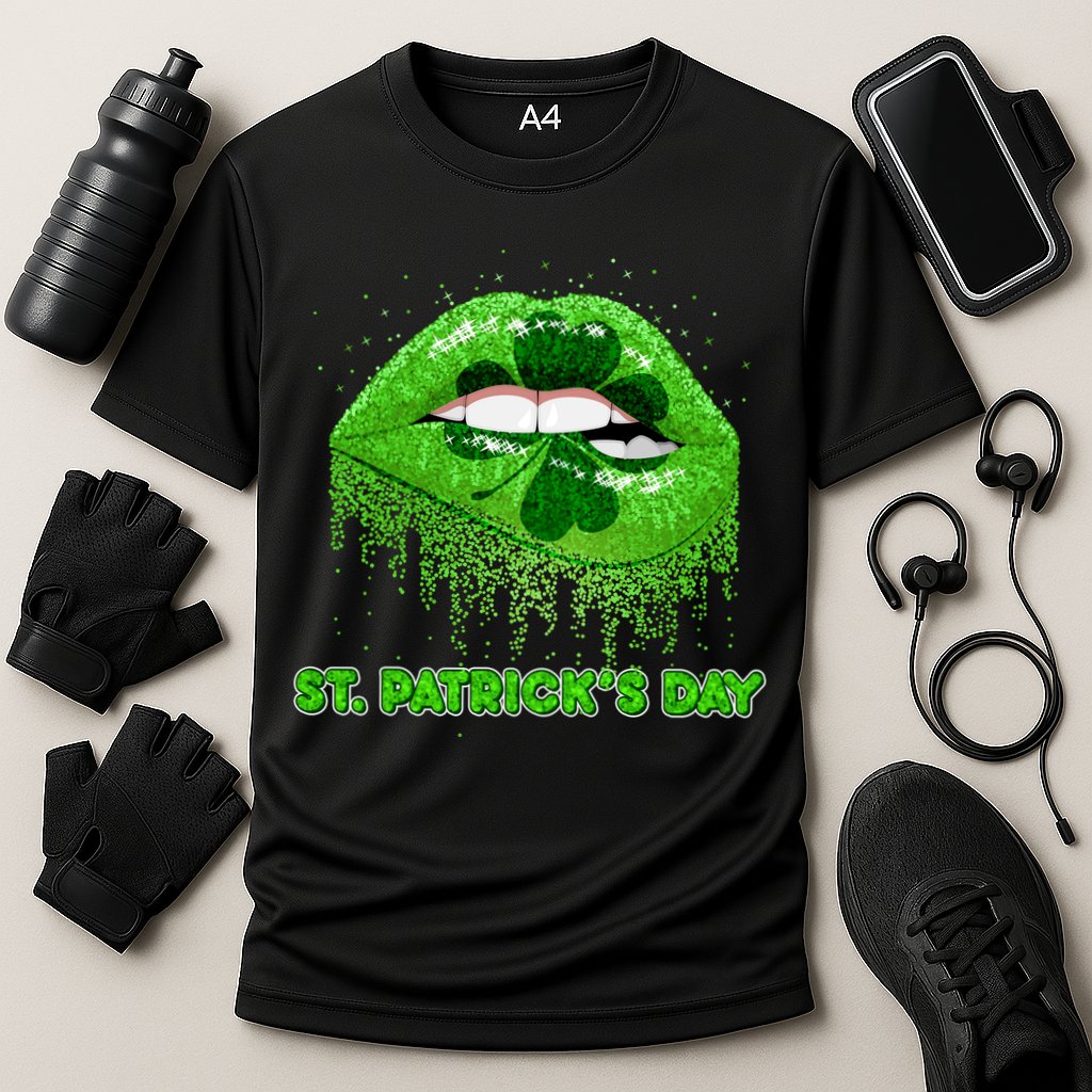 St Patrick's Day Shamrock Irish Lips Performance Shirt