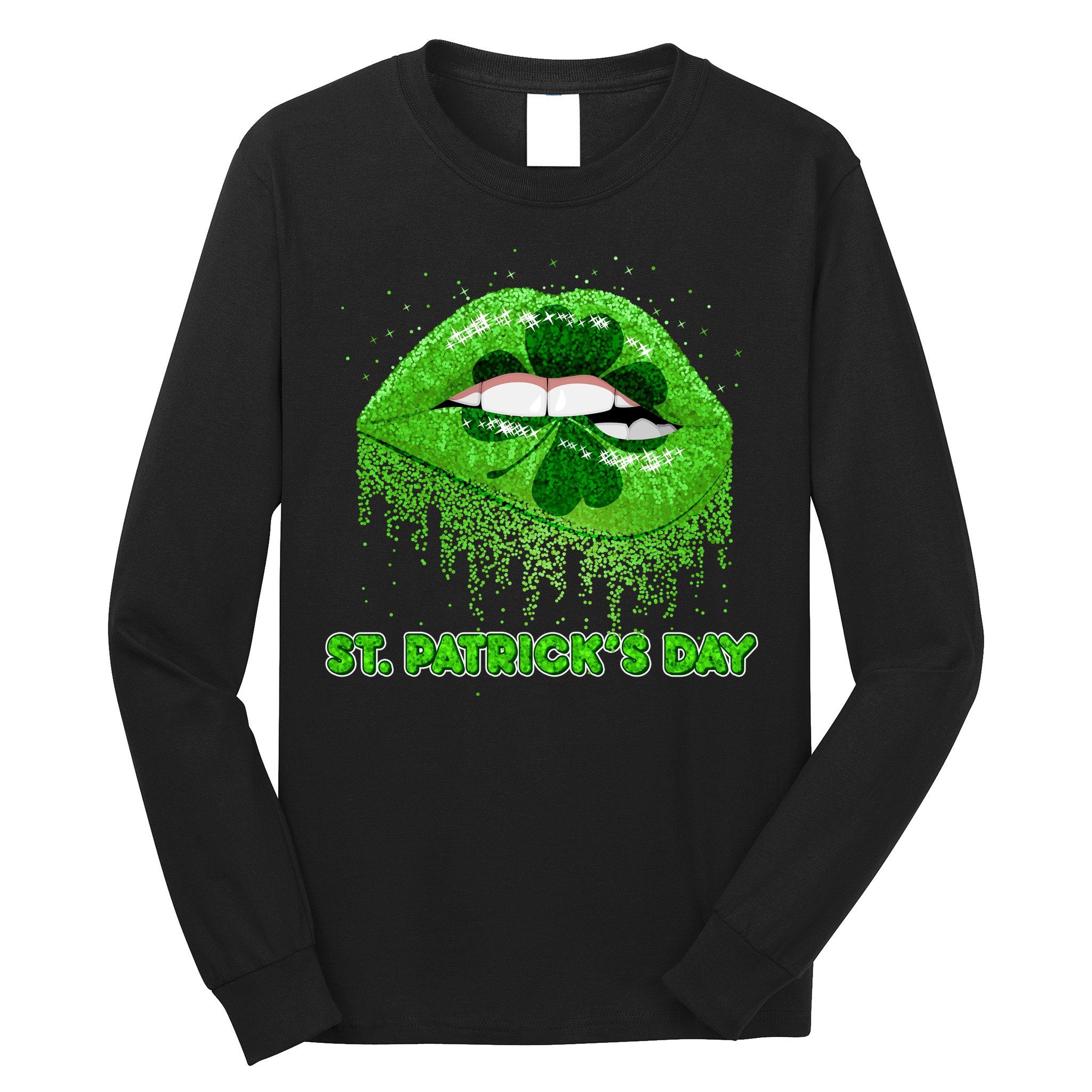 St Patrick's Day Shamrock Irish Lips Long Sleeve Shirt