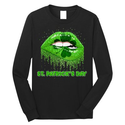 St Patrick's Day Shamrock Irish Lips Long Sleeve Shirt