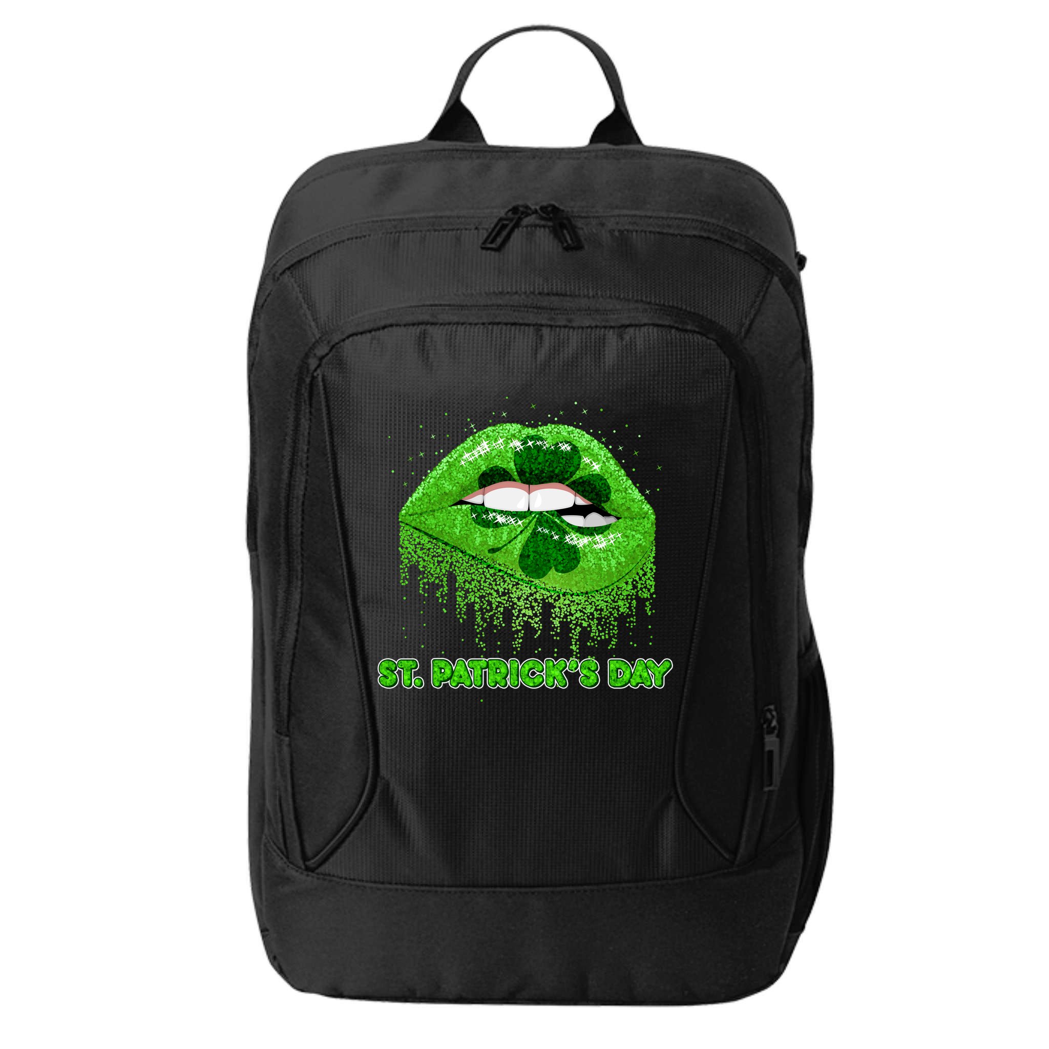 St Patrick's Day Shamrock Irish Lips City Backpack