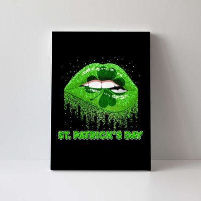 St Patrick's Day Shamrock Irish Lips Canvas