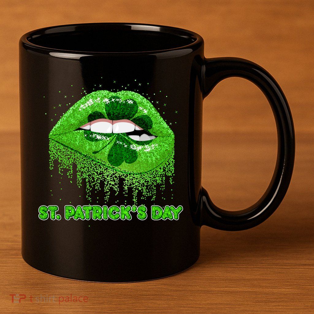 St Patrick's Day Shamrock Irish Lips 11oz C Handle Ceramic Mug