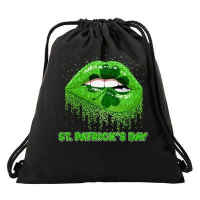 St Patrick's Day Shamrock Irish Lips Drawstring Bag