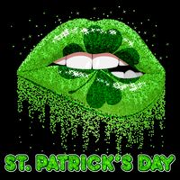 St Patrick's Day Shamrock Irish Lips Drawstring Bag