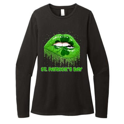 St Patrick's Day Shamrock Irish Lips Womens CVC Long Sleeve Shirt