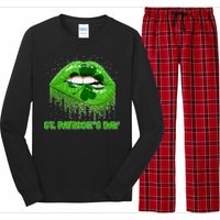 St Patrick's Day Shamrock Irish Lips Long Sleeve Pajama Set