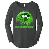 St Patrick's Day Shamrock Irish Lips Women's Perfect Tri Tunic Long Sleeve Shirt