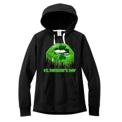 St Patrick's Day Shamrock Irish Lips Women's Fleece Hoodie