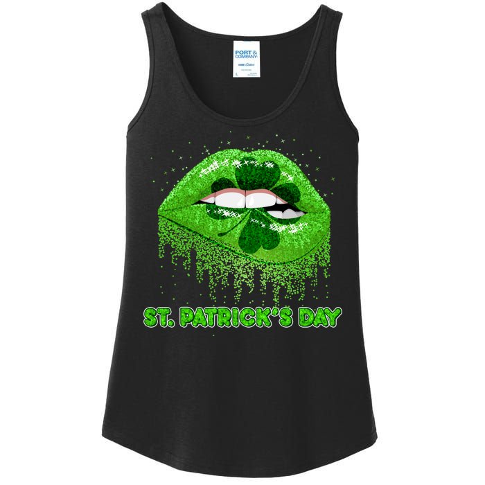 St Patrick's Day Shamrock Irish Lips Ladies Essential Tank