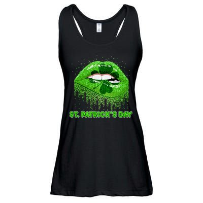 St Patrick's Day Shamrock Irish Lips Ladies Essential Flowy Tank