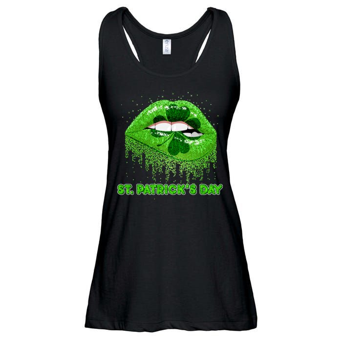 St Patrick's Day Shamrock Irish Lips Ladies Essential Flowy Tank