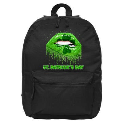 St Patrick's Day Shamrock Irish Lips 16 in Basic Backpack