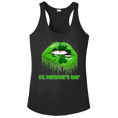 St Patrick's Day Shamrock Irish Lips Ladies PosiCharge Competitor Racerback Tank