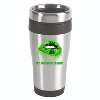 St Patrick's Day Shamrock Irish Lips 16oz Travel Tumbler