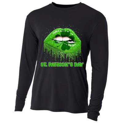 St Patrick's Day Shamrock Irish Lips Cooling Performance Long Sleeve Crew