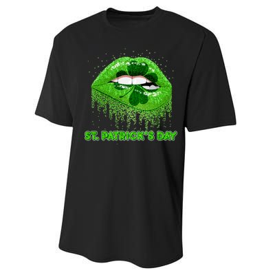 St Patrick's Day Shamrock Irish Lips Performance Sprint T-Shirt