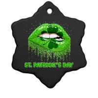 St Patrick's Day Shamrock Irish Lips Ceramic Star Ornament