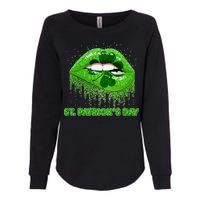 St Patrick's Day Shamrock Irish Lips Womens California Wash Sweatshirt