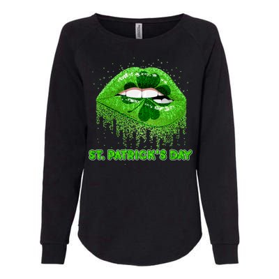 St Patrick's Day Shamrock Irish Lips Womens California Wash Sweatshirt