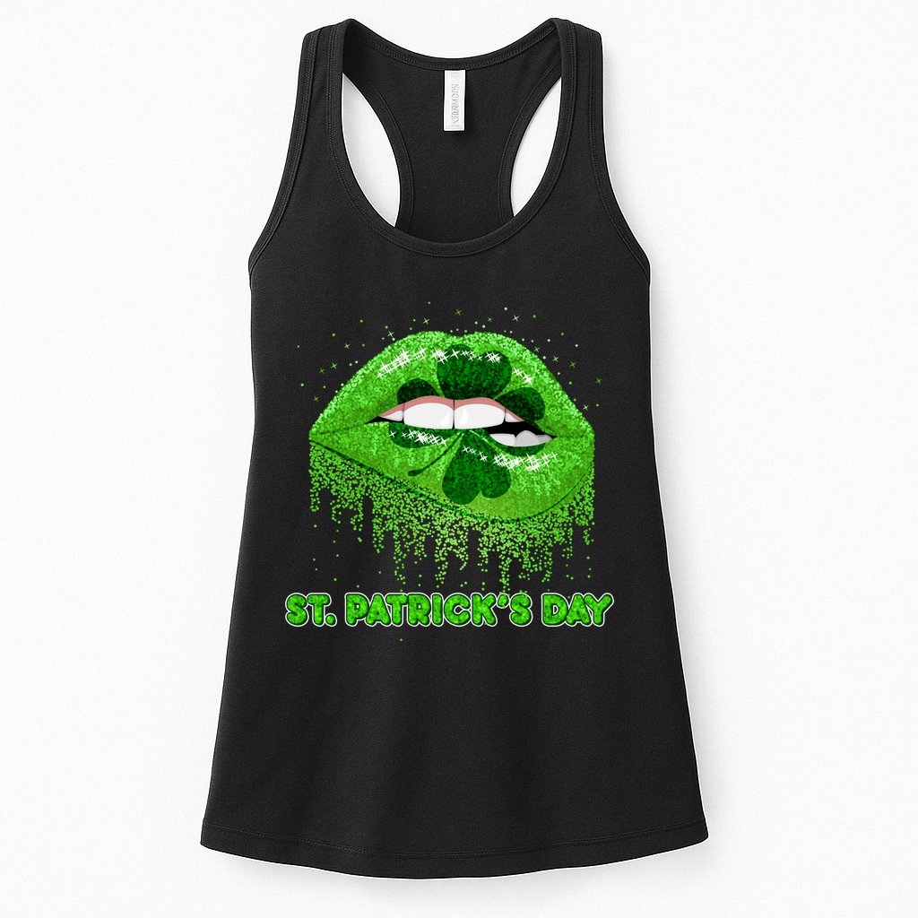 St Patrick's Day Shamrock Irish Lips Womens Tank Top
