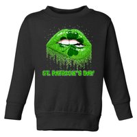 St Patrick's Day Shamrock Irish Lips Toddler Sweatshirt