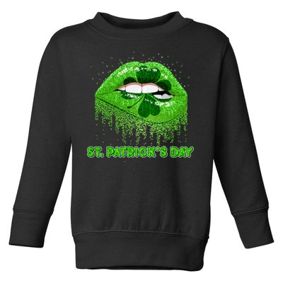 St Patrick's Day Shamrock Irish Lips Toddler Sweatshirt