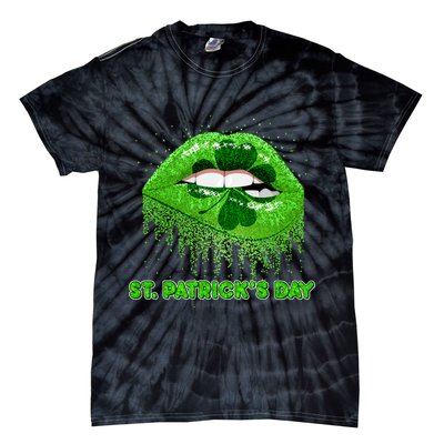St Patrick's Day Shamrock Irish Lips Tie-Dye T-Shirt