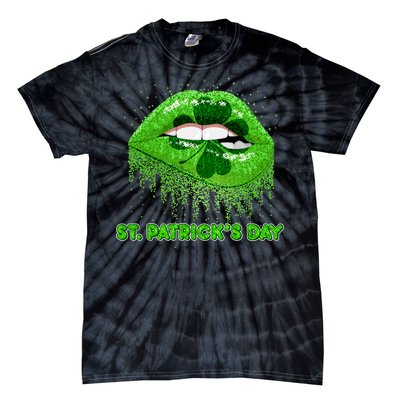 St Patrick's Day Shamrock Irish Lips Tie-Dye T-Shirt