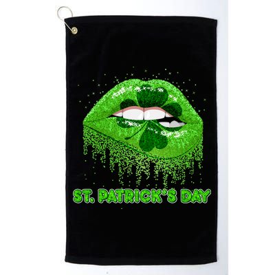 St Patrick's Day Shamrock Irish Lips Platinum Collection Golf Towel