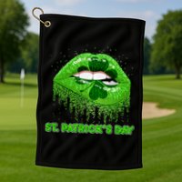 St Patrick's Day Shamrock Irish Lips Golf Towel