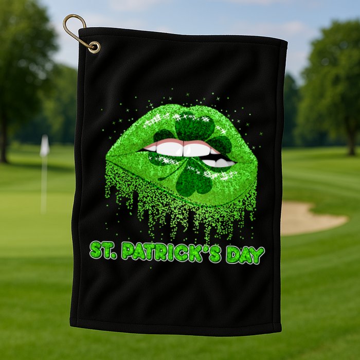St Patrick's Day Shamrock Irish Lips Golf Towel