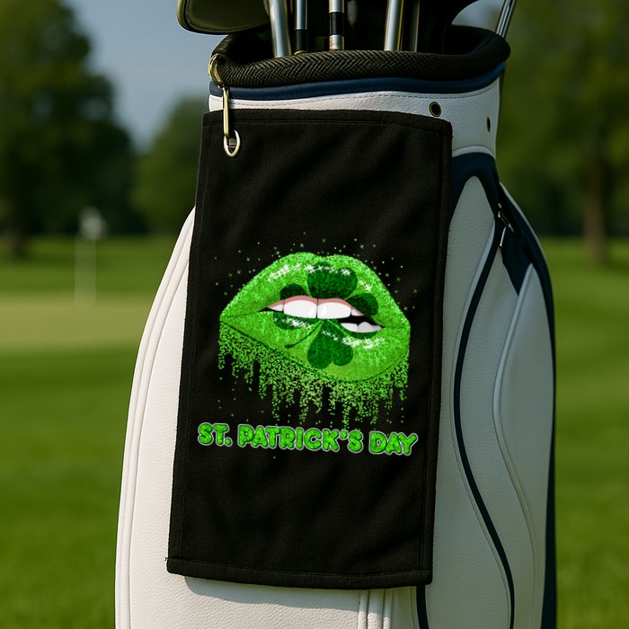 St Patrick's Day Shamrock Irish Lips Golf Towel
