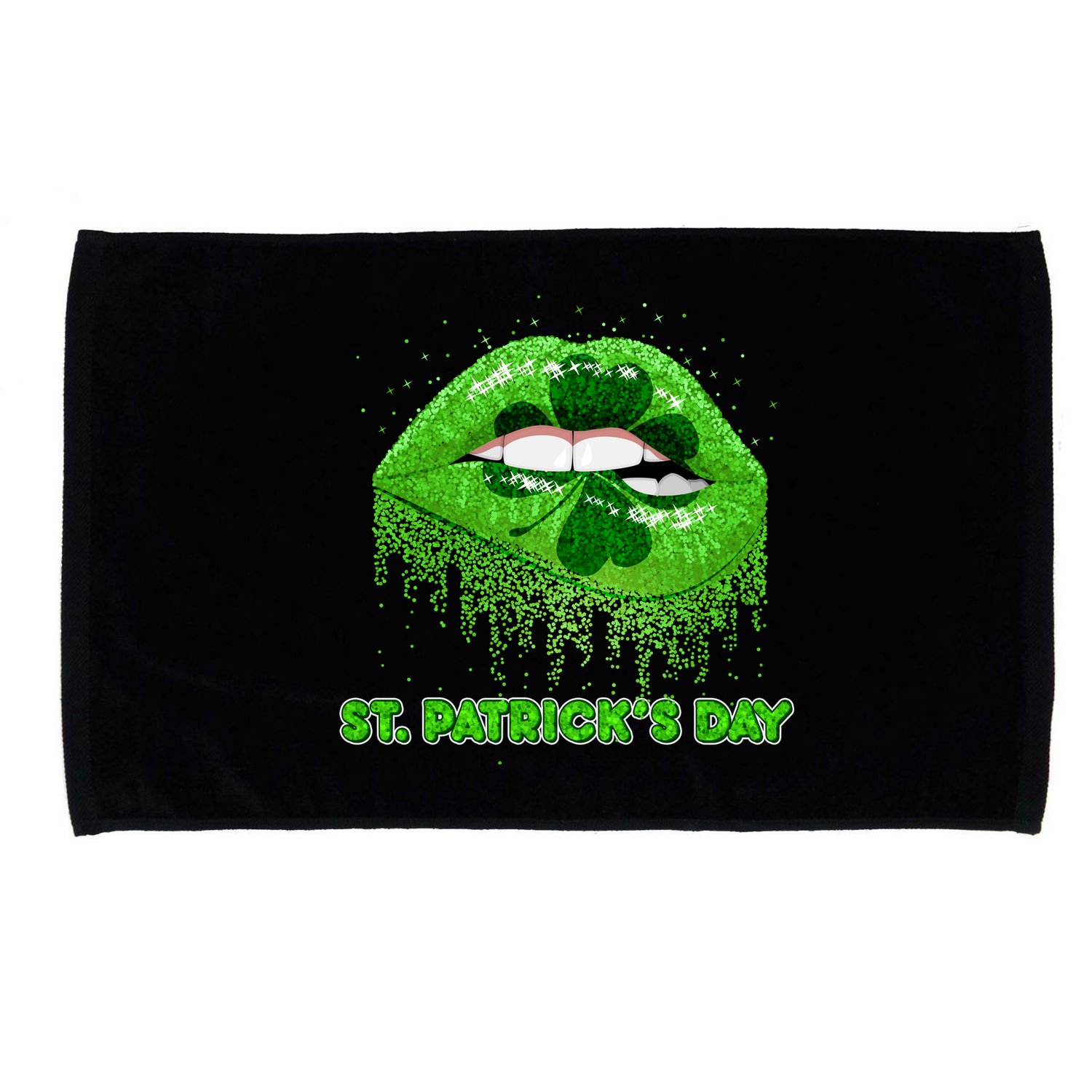 St Patrick's Day Shamrock Irish Lips Microfiber Hand Towel