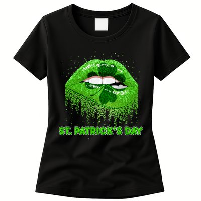 St Patrick's Day Shamrock Irish Lips Womens T-Shirt