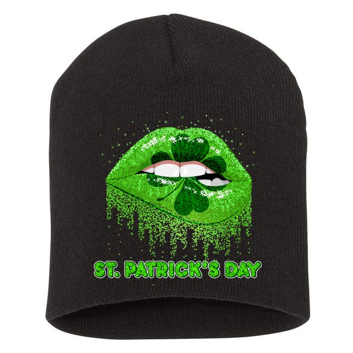 St Patrick's Day Shamrock Irish Lips Short Acrylic Beanie