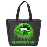 St Patrick's Day Shamrock Irish Lips Zip Tote Bag